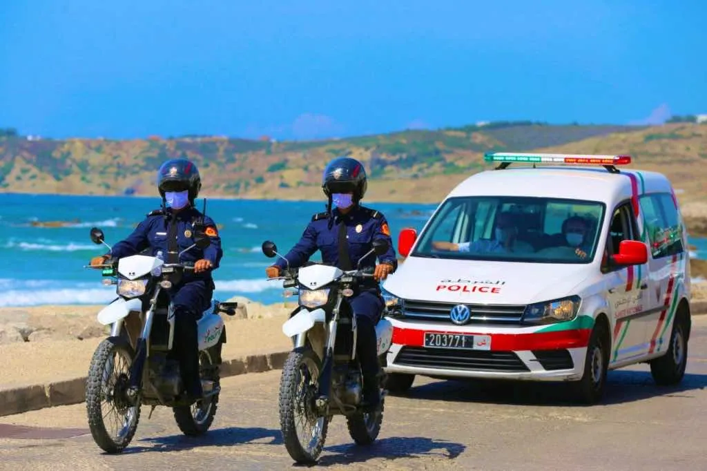 Moroccan Police Daily Routine of Patrolling the Touristic Spots in Agadir 