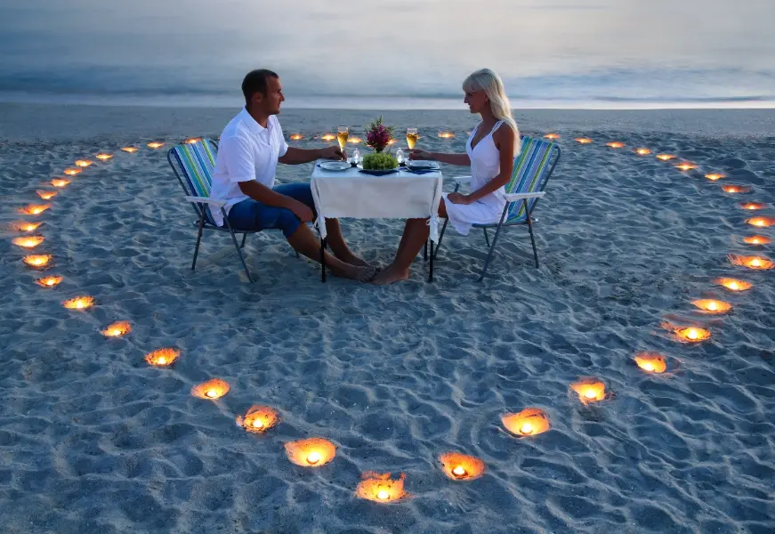 romantic dinner -agadir costal beach