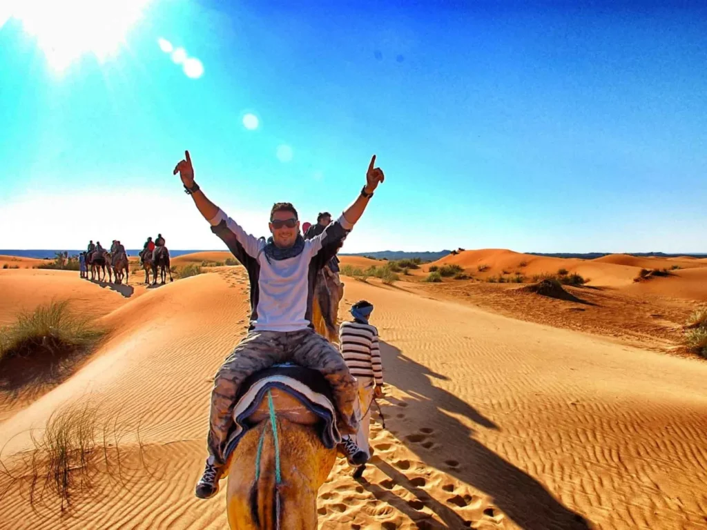  tourists happy in Agadir near sahara Desert 